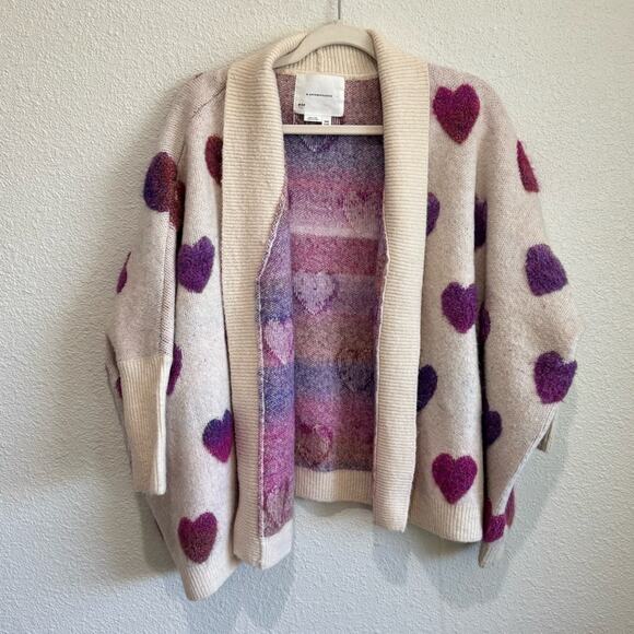 By Anthropologie Heart Cardigan Sweater Women's One Size Loungewear Cozy Boho - Picture 2 of 10